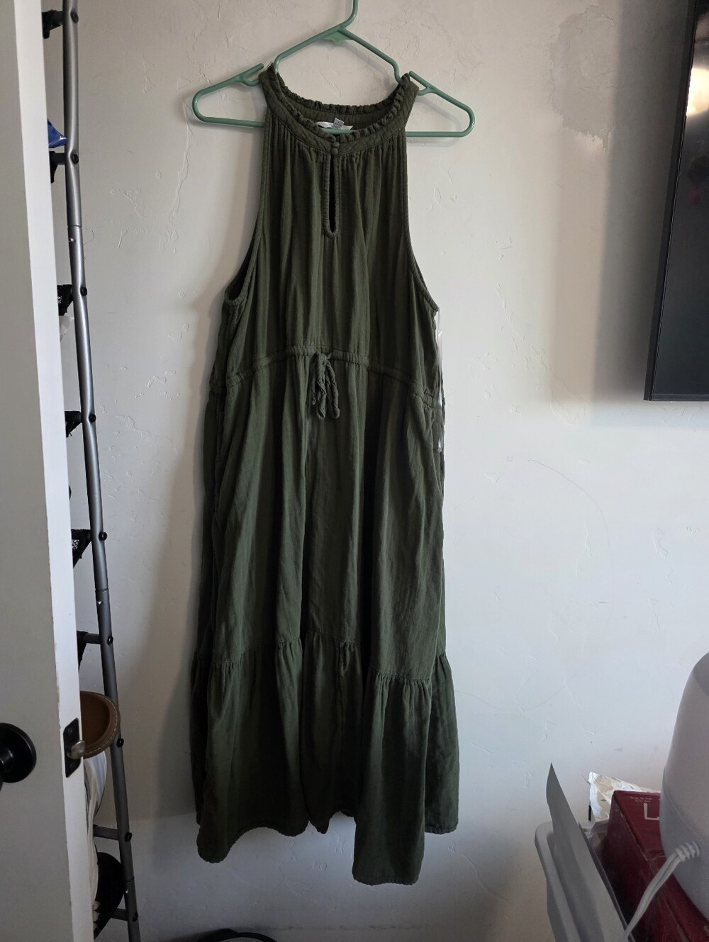 Time and Tru Olive Green Halter Maxi Dress